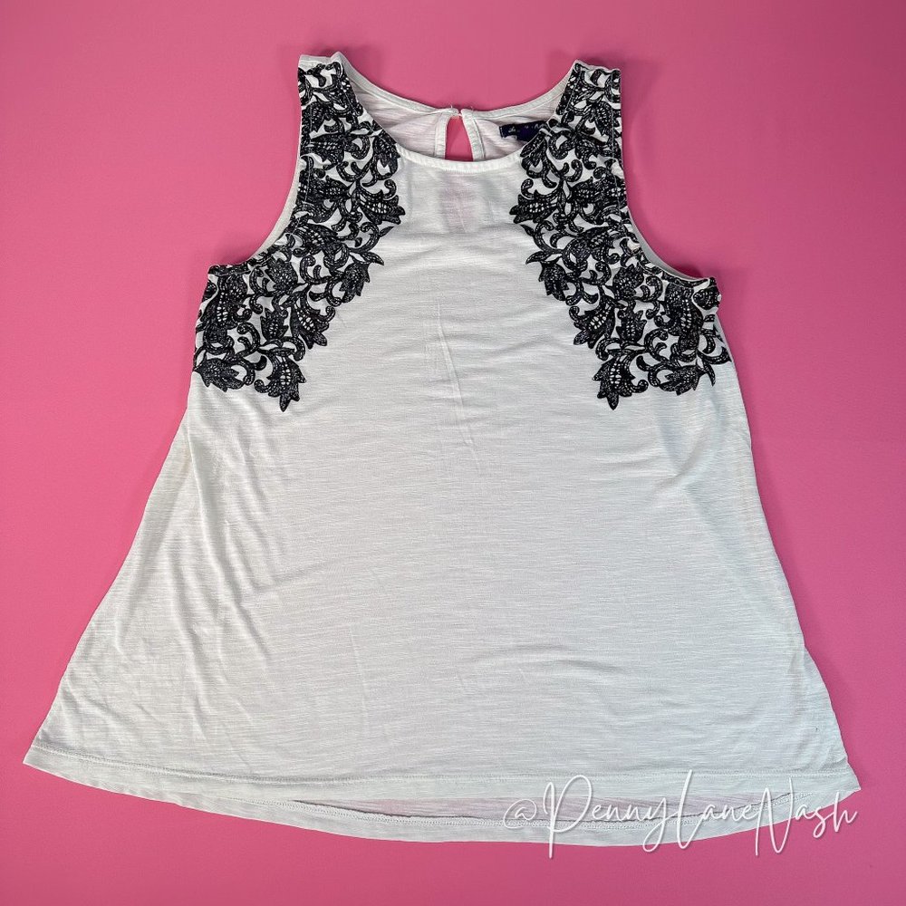 American Eagle Tank Top White With Black Design